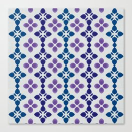 Lilac Blue Geo Over Linen Canvas Print