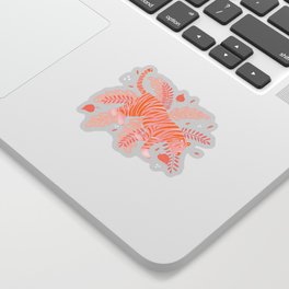 Orange and pink tiger Sticker