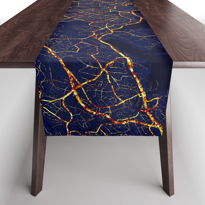 Oslo, Norway Map - City At Night Table Runner