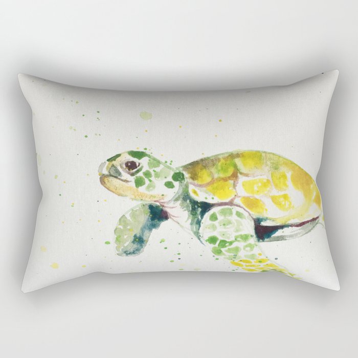 turtle watercolor art Rectangular Pillow