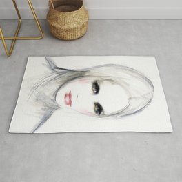 Manon - watercolour, gouache, pencil on paper - original artwork painting by Fiona Maclean Area & Throw Rug