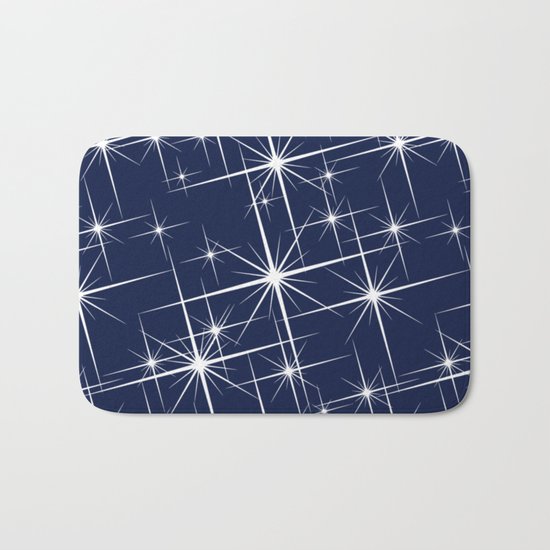 Indigo Navy Blue Starry Night Bath Mat