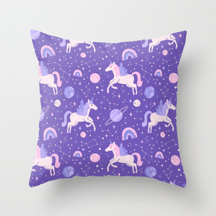 Space Unicorns Throw Pillow