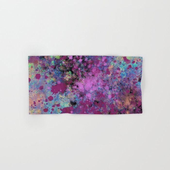 purple and pink abstract cool splatter pattern Hand & Bath Towel