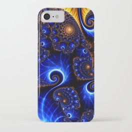 Gold And Blue Flowers iPhone Case