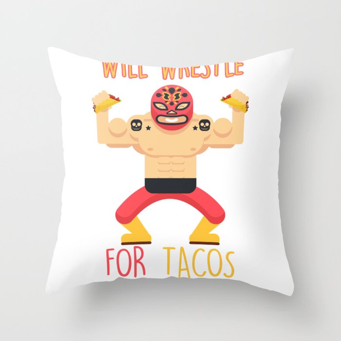 Mexican Wrestler Food Taco Lover Mexico Wrestling Throw Pillow by