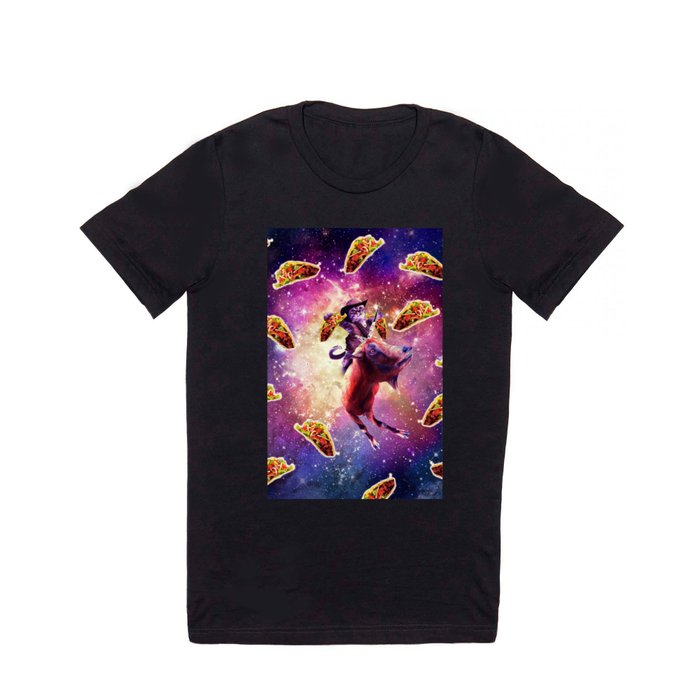 Cowboy Space Cat On Goat Unicorn - Taco T Shirt