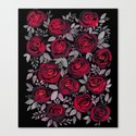 Watercolor red roses on black background Leinwanddruck