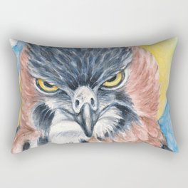 Ornate Hawk Eagle Raptor Watercolor Art Rectangular Pillow