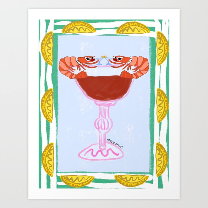 Elegant Shrimp Cocktail Art Print by theebouffants