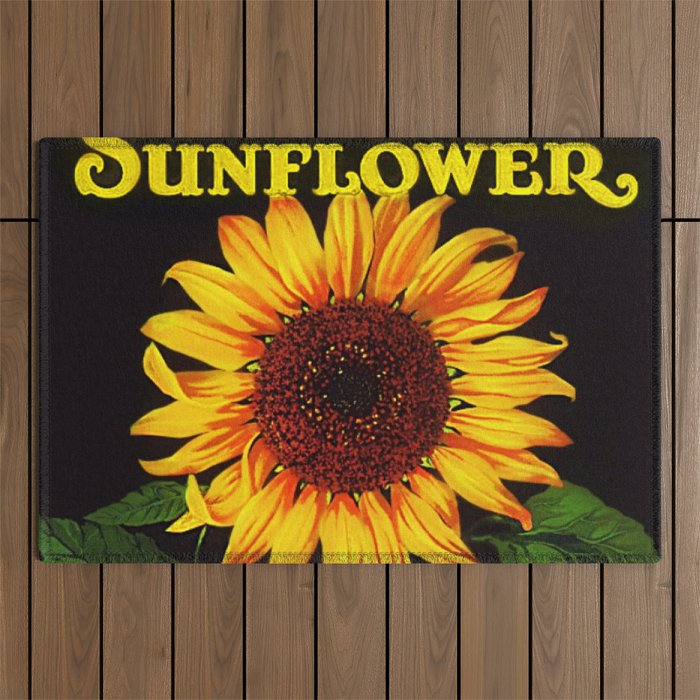 Vintage Yellow Orangedale Sunflower Crate Decorative Art Label Poster Outdoor Rug