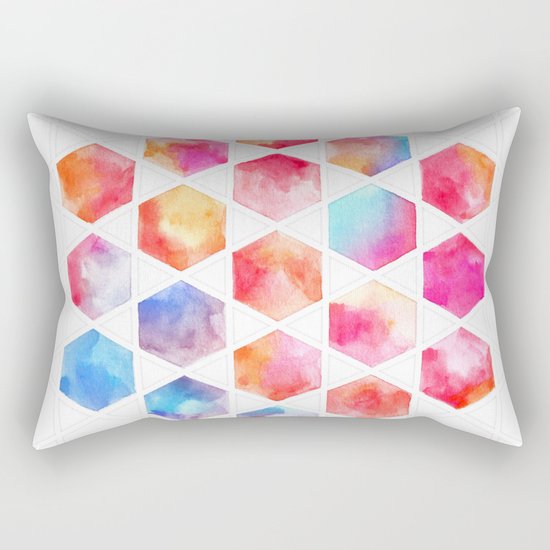 Radiant Hexagons - geometric watercolor painting Rectangular Pillow