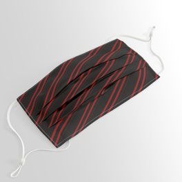 [ Thumbnail: Black & Dark Red Colored Striped Pattern Face Mask ]