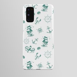 Green Blue Silhouettes Of Vintage Nautical Pattern Android Case