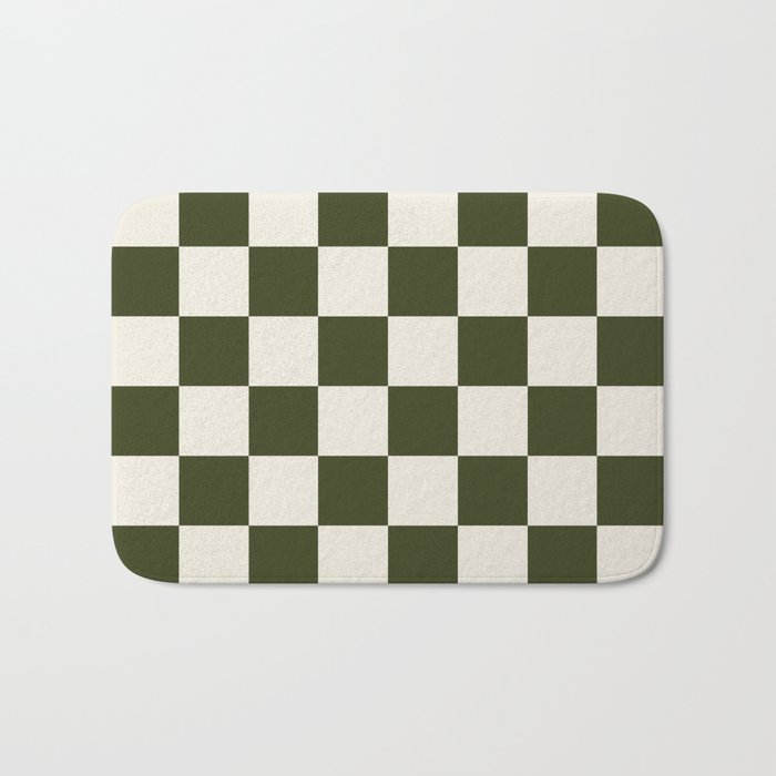 Checkered (Olive Cream) Bath Mat