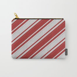[ Thumbnail: Light Gray & Brown Colored Lines/Stripes Pattern Carry-All Pouch ]