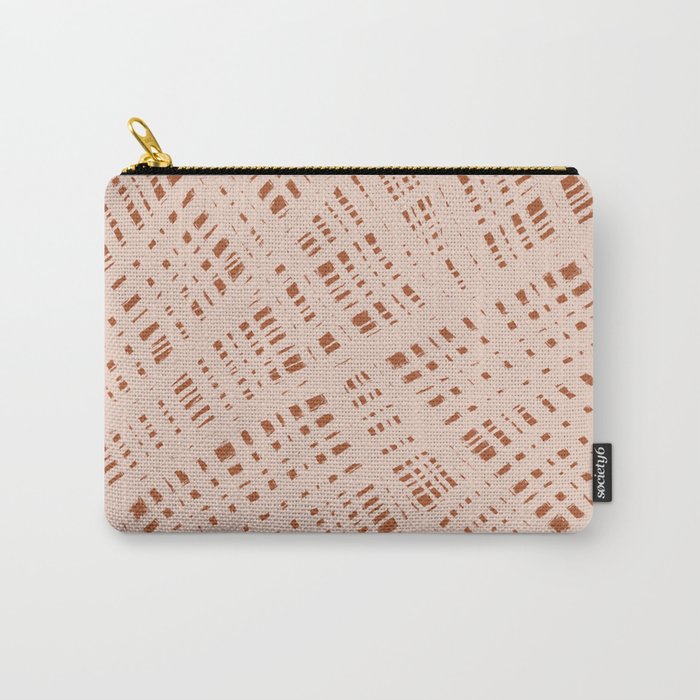 Rough Weave Abstract Burlap Painted Pattern in Salmon Terracotta Rust Clay Carry-All Pouch