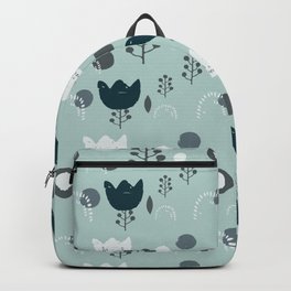blue flow Backpack | Kids, Blue, Shape, Dots, Botanical, Acrylic, Graphicdesign, Cartoon, Flowers, Pattern 
