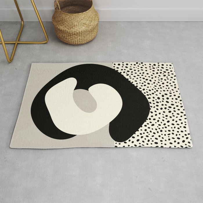 Love Black White Abstract Rug