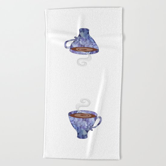 blue hydrangea espresso cup - coffee cup series Beach Towel