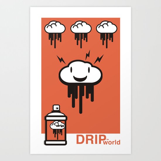 Drip World Orange Art Print