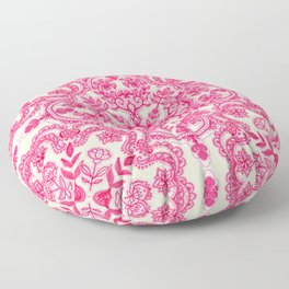 Hot Pink & Soft Cream Folk Art Pattern Floor Pillow