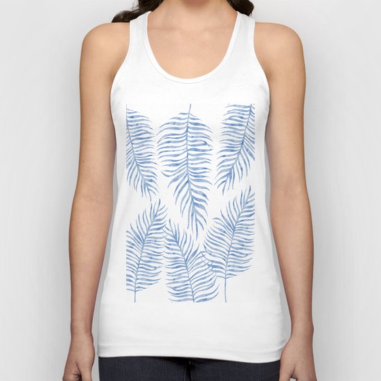 Fern Pattern Blue Unisex Tank Top