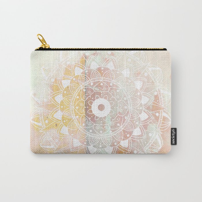 Delicate white mandala on pink Carry-All Pouch