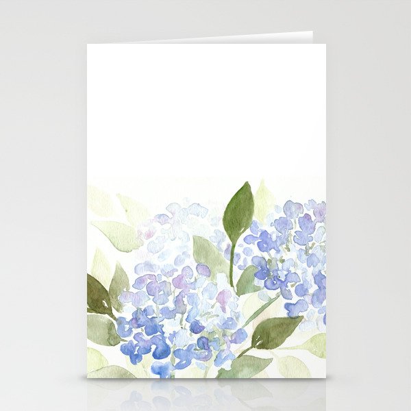 Blue Hydrangeas Watercolor Flowers Stationery Cards By