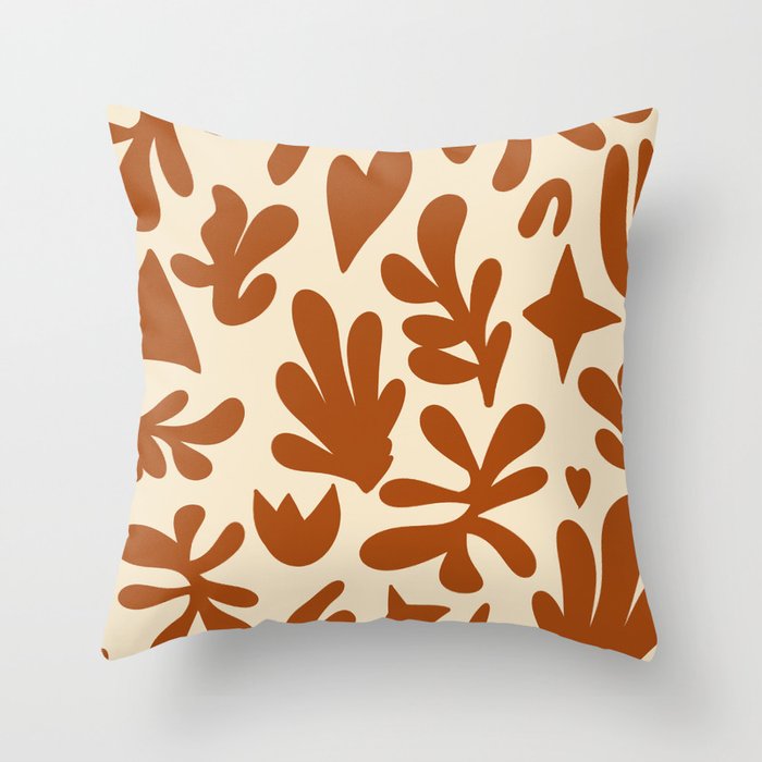 Matisse cutouts burnt orange Throw Pillow
