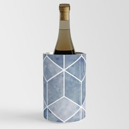 Geometric, Mable, Stone, Pattern, Blue Wine Chiller