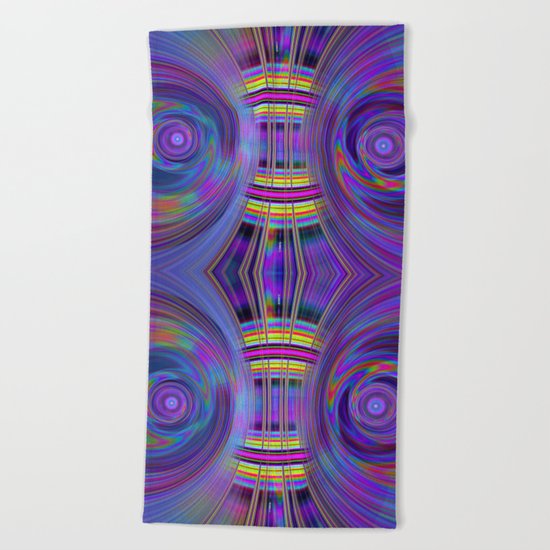 Dynamic fractal abstract in rainbow colors Beach Towel