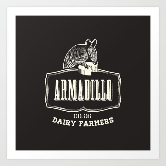 Armadillo Dairy Farmers - Fantasy Vintage Logo Art Print