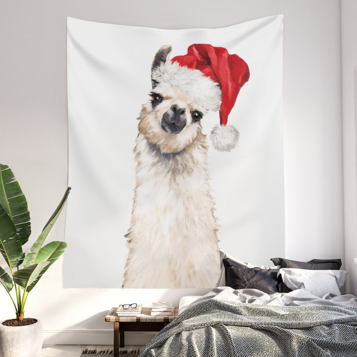 Christmas Llama Wall Tapestry by Big Nose Work Society6