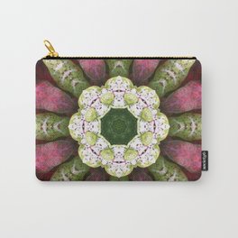 Varigated Leaves #2 Carry-All Pouch | Painting, Kaleidoscope, Pattern, Digital, Digitalart, Other, Abstract, Ink, Green, Pink 