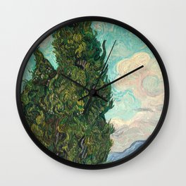 Cypresses by Vincent van Gogh Wall Clock