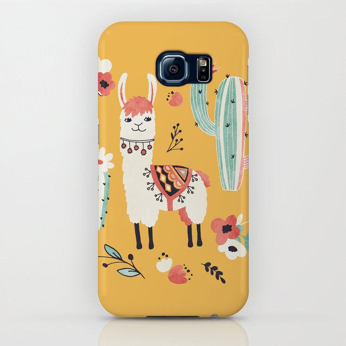 white llama with flowers iphone case