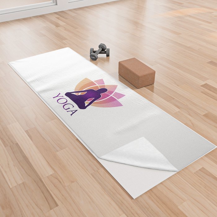 Yogi woman silhouette in lotus position	 Yoga Towel