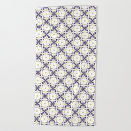 Abstract floral pattern, yellow and blue print art Beach Towel