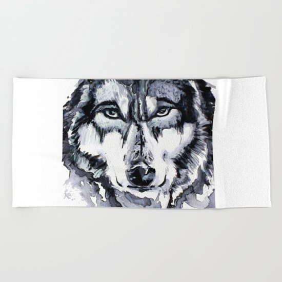 Abstract Wolf - Zoomed Beach Towel