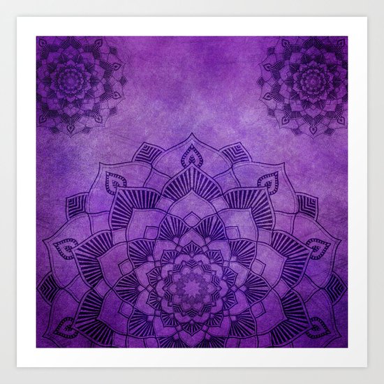Deep Purple Lotus Mandala Art Print