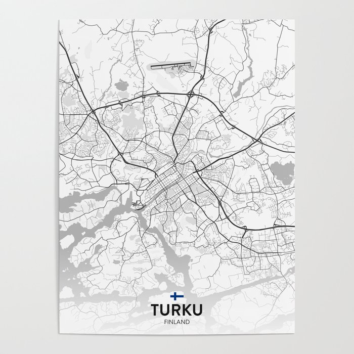 Turku, Finland - Light City Map Poster