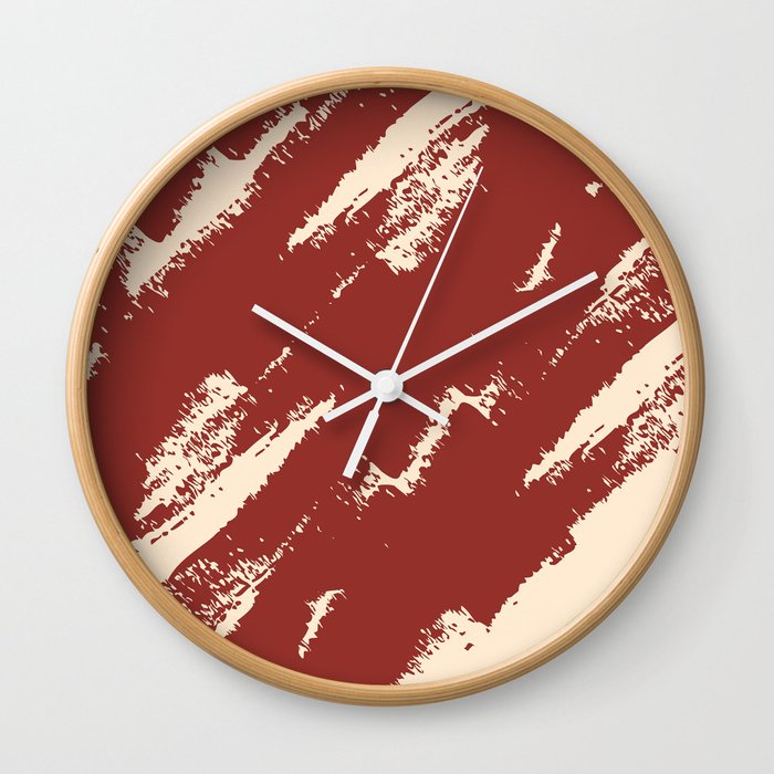 Abstract Charcoal Art Red Beige Wall Clock