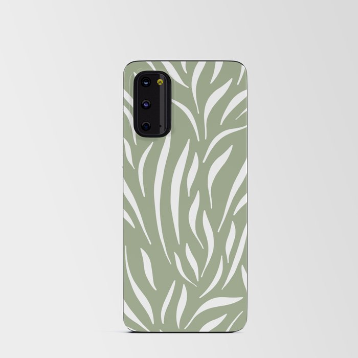 Sage Green Abstract Leaf Pattern Android Card Case