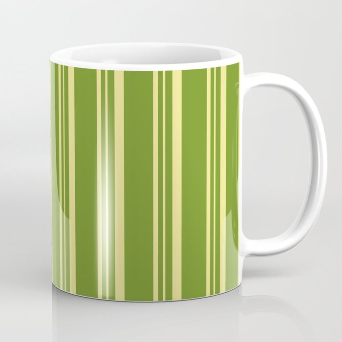 Green and Tan Colored Stripes Pattern Coffee Mug
