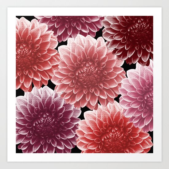 DAHLIAS (flowers abstract pattern) Art Print