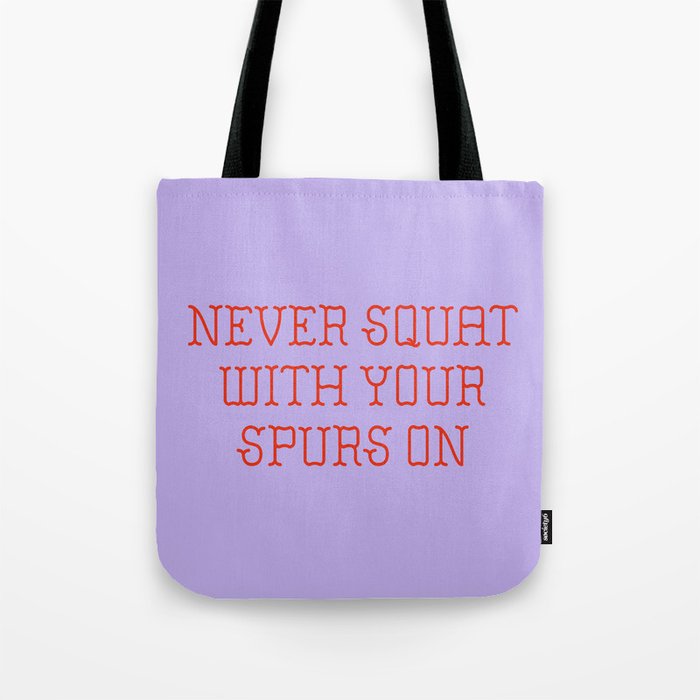 Cautious Squatting, Red and Lavender Tote Bag