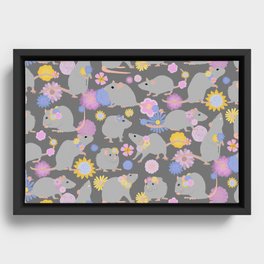 Rats and Flowers Framed Canvas