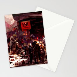 Post-Apocalyptic street market Stationery Card