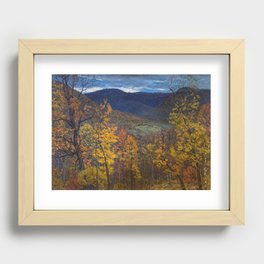 Autumn mountain vista twilight alpine birch and aspen foliage landscape painting by John Joseph Enneking Recessed Framed Print
